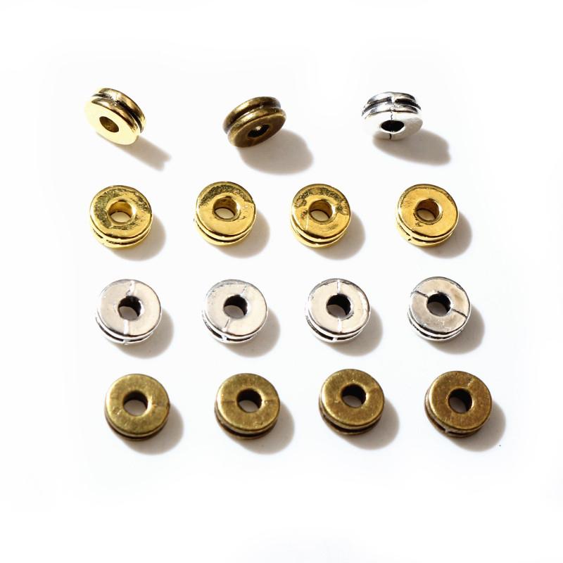 100pcs 6x6x2.5mm Antique Gold Silver Plated Spacer Beads Ball Crimp End Beads Stopper For Diy Jewelry Making Findings Supplies