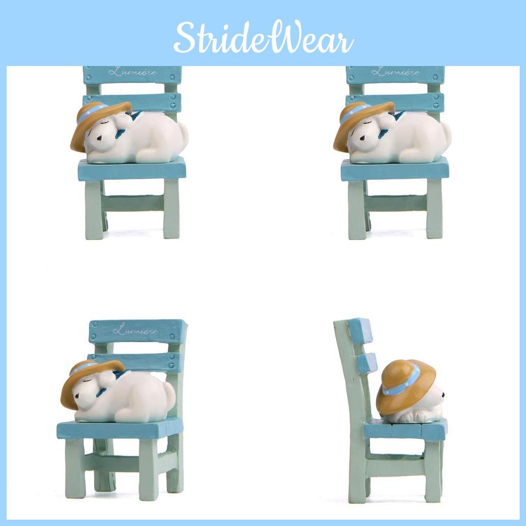 Ornament Dog Resin Lies On The Stool With Rustic Style For Home Decoration