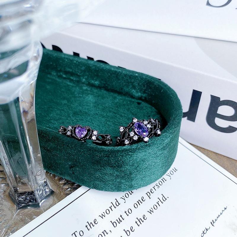 Dark Personality Thorn Love Purple Diamond Zir*****Pen Ring Retro Niche High Sense Stacked Ring Woman