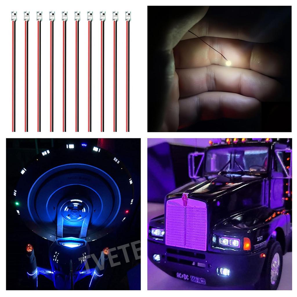 TVETE Chip Miniatură SMD 0603 Model Chip LED cu Cupru Ridicat pentru Construcție Feroviară Tren din Plastic și Iluminat Miniatură DIY 20cm [Pachet 10] 0.6mm