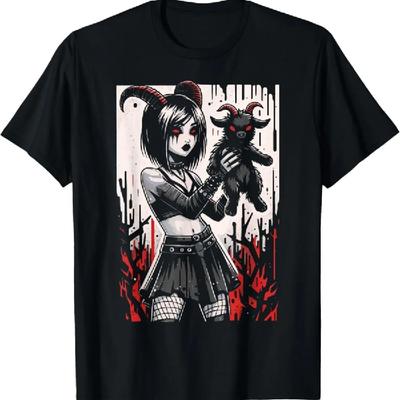 Schwarzer Ziegen Dämon Alt Goth Mädchen Rot Satanismus Teufel Okkult T-Shirt Mein Körper Meine Wahl Grafik T-Shirts Druck T-Shirt Herren