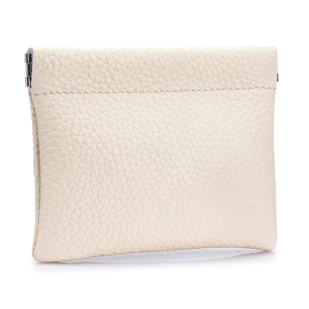 Mini Coin Purse Genuine Leather Small Coin Wallet Pebble Pattern Leather Squeeze Coin Purse Pouch Change Holder for Men & Women