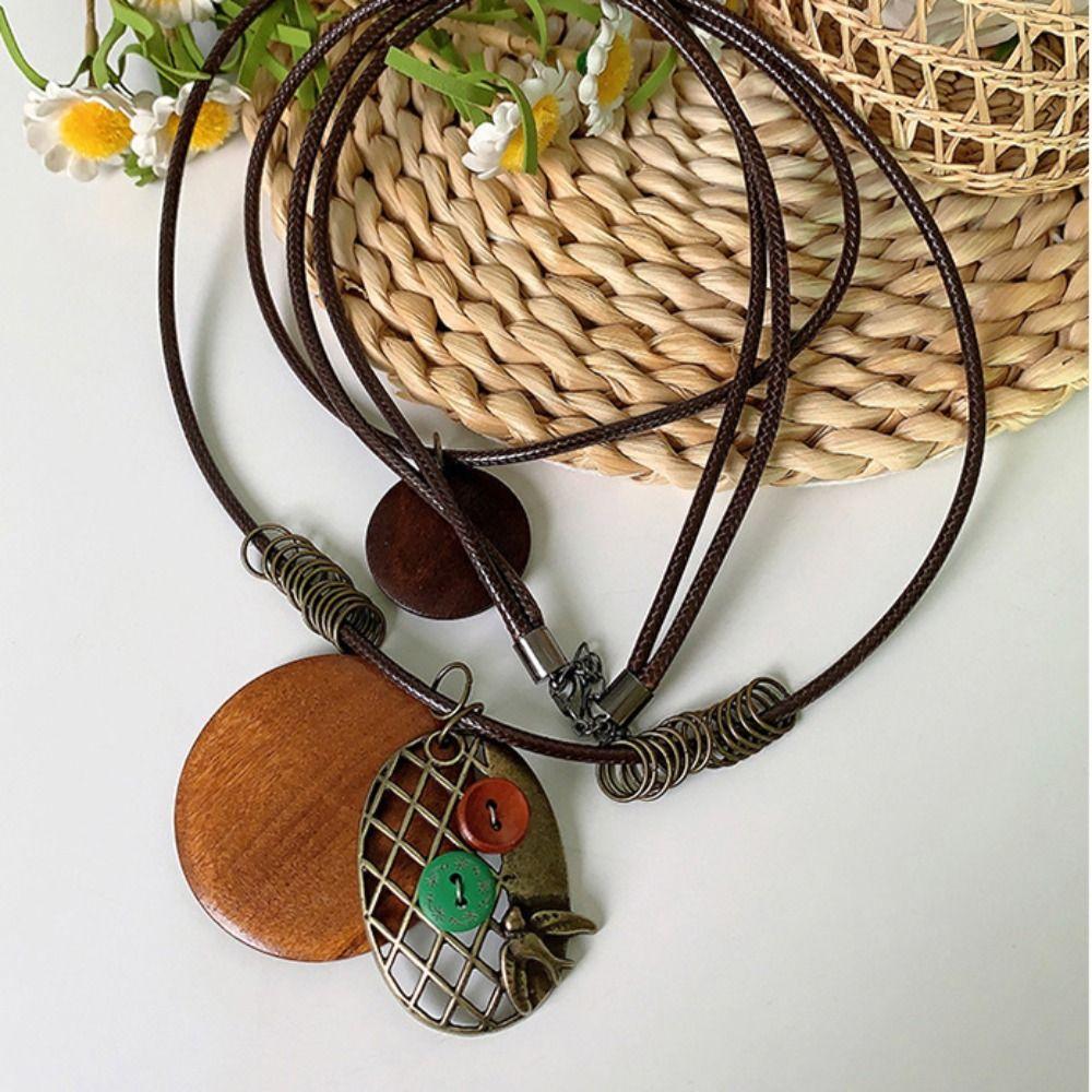 Quaste Ethnischer Stil Holzkette Holz Böhmischer Stil Kette Retro Lange Pulloverkette Frauen