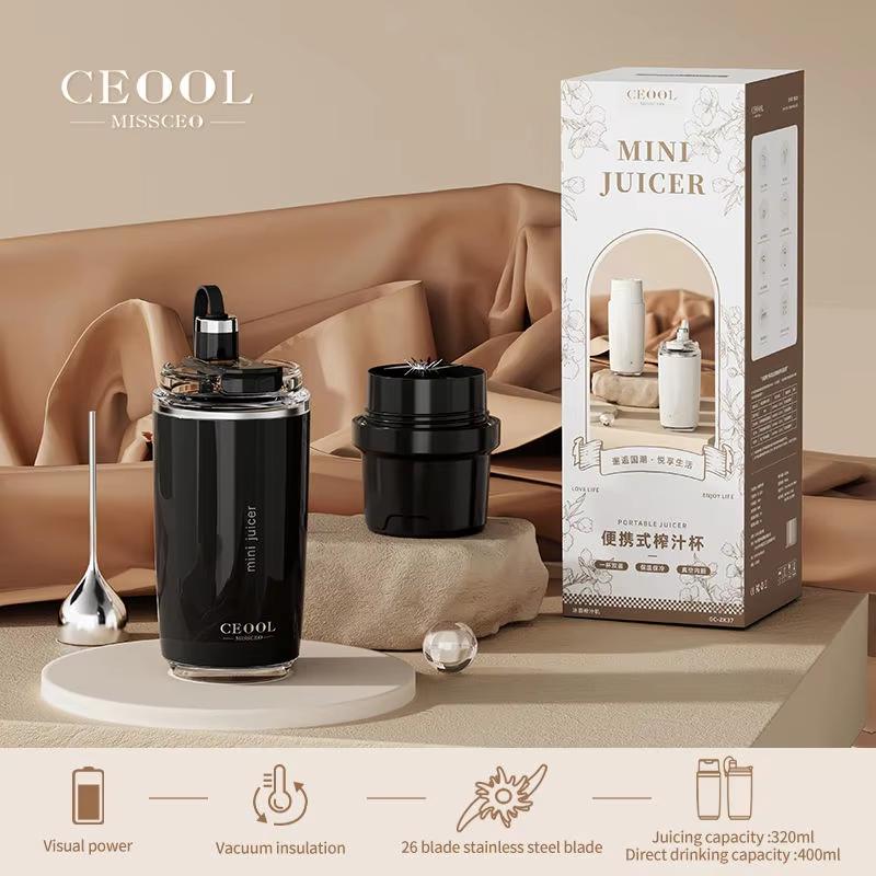 

Portable Juicer Blender 304 Stainless Steel Thermos Bottle Juicer Mixer Smoothie Blender Electric 26 Blades Juice Extractor чорний