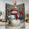 1pc Winter Cartoon Snowman and Red Bird Print Blanket, Festive Atmosphere, Multiple Sizes Available, Autumn Thanksgiving Christmas Nap Blanket, Suitab