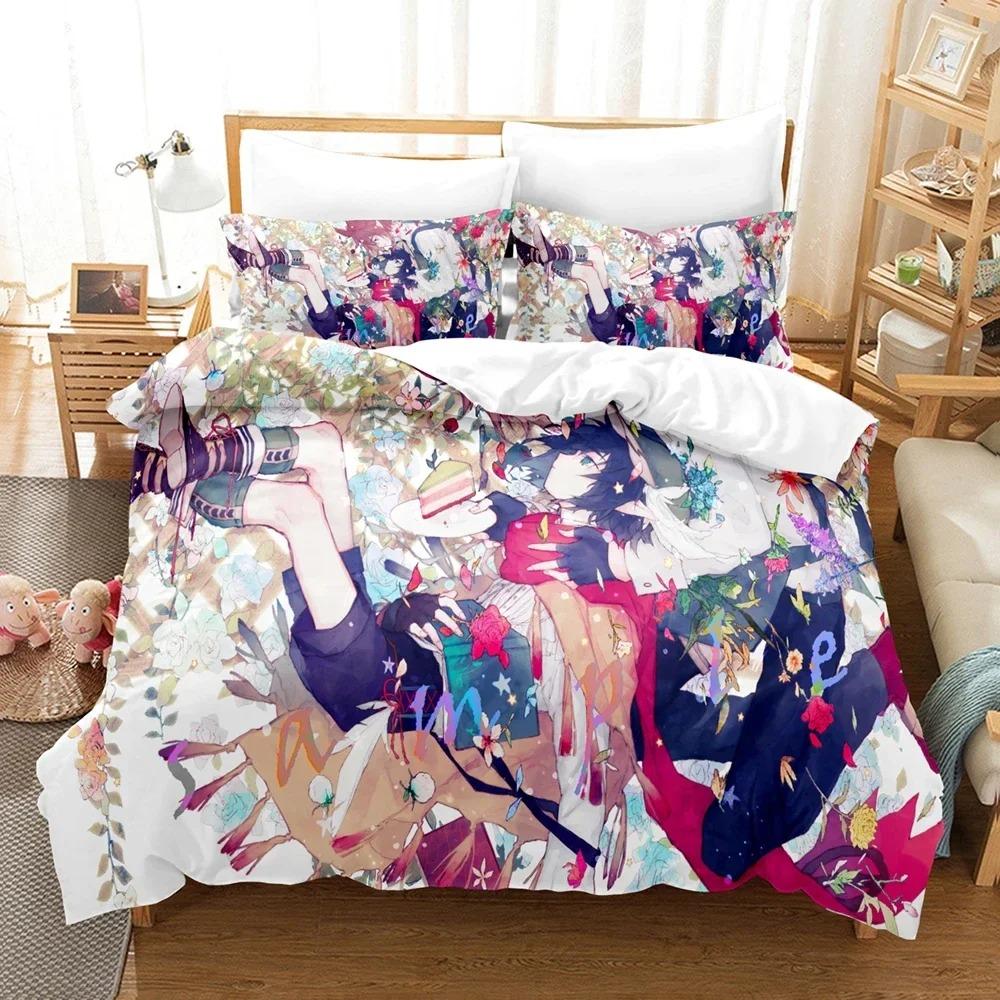 Bekvämt Anime-tryckt påslakan med örngott King Queen Twin Storlekar för Pojkar Flickor och Barn