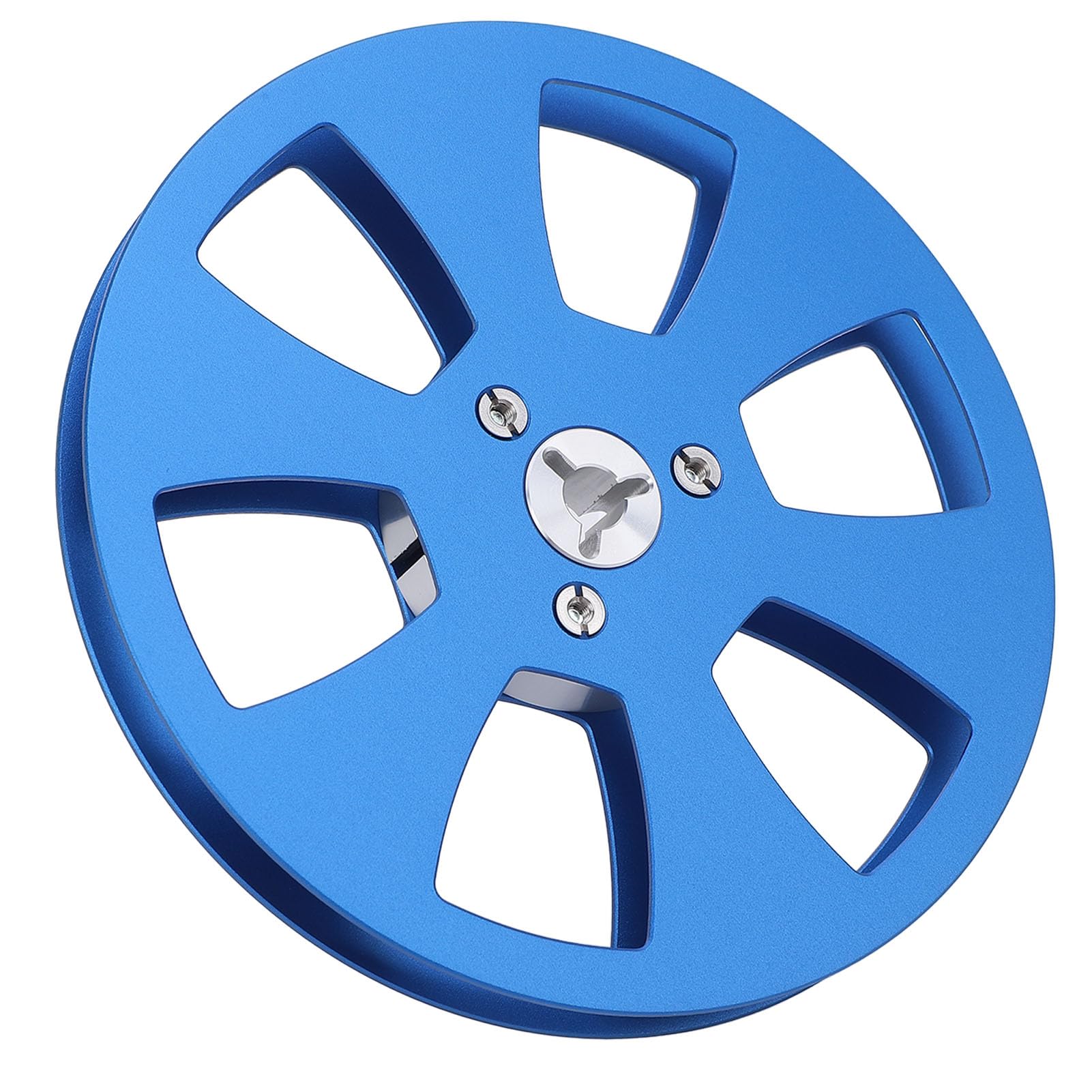 

1/4 5-inch Empty Tape Reel, 6-Hole Open Reel Audio Take-Up Reel, Aluminum Alloy Empty Take-Up Reel with Two-Reel Hub for TEAC ReVox Studer (Blue)