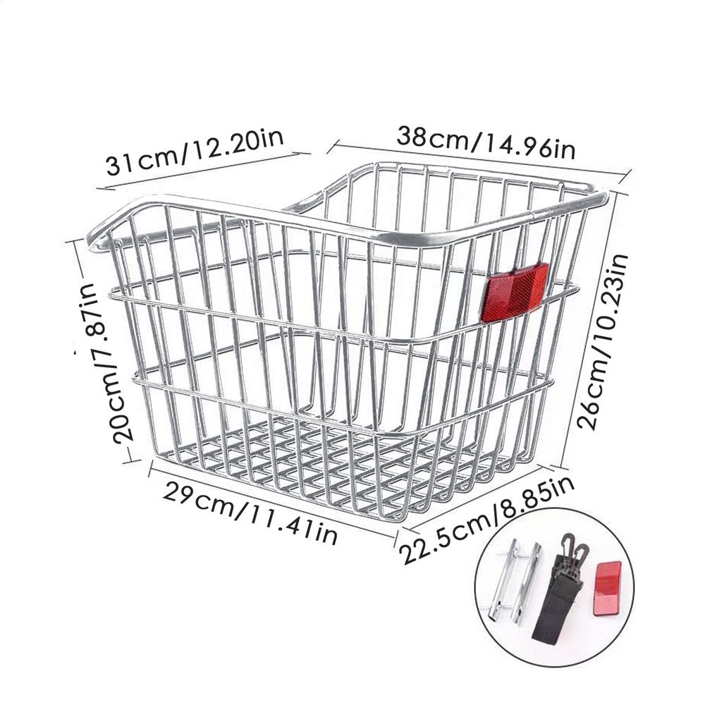 Bike Rear Basket Metal Bicycle Cycling Rack Cargo Container for Mountain Bike Schoolbag Storage Basket Frame Cycle Rear Shelf