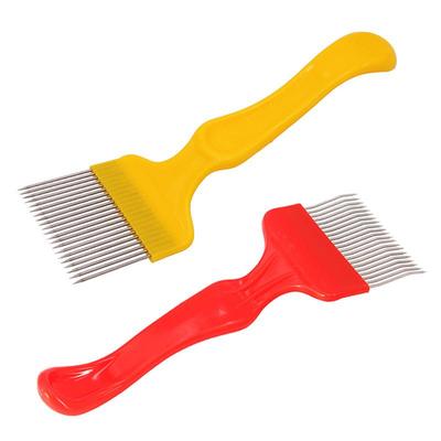 Red & Yellow Handle Honey Fork - 21 Needles: Straight & Curved Needle Design for Honeycomb