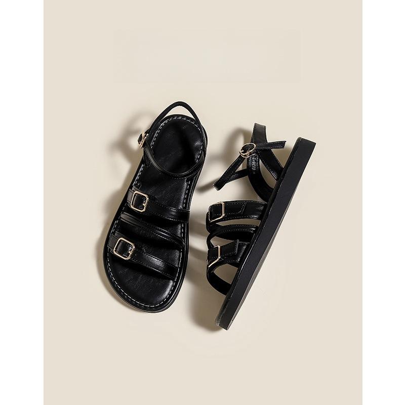 

Roman sandals women s summer wear 2025 new flat-bottomed cool slippers belt buckle versatile seaside beach shoes women 40
