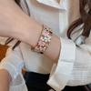 Metal Geometric Square Bangle Gold Elastic Bangles Drip Oil Flower Bracelet  Jewelry Accessories
