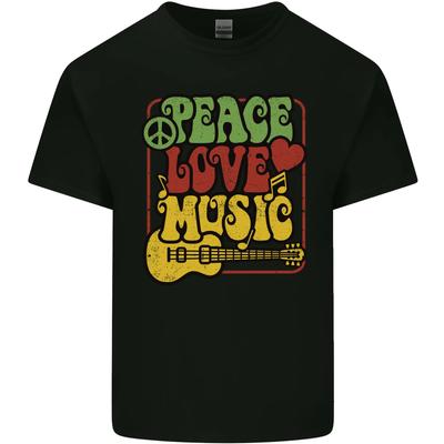 Peace Love Music Guitar Graphic T-Shirt