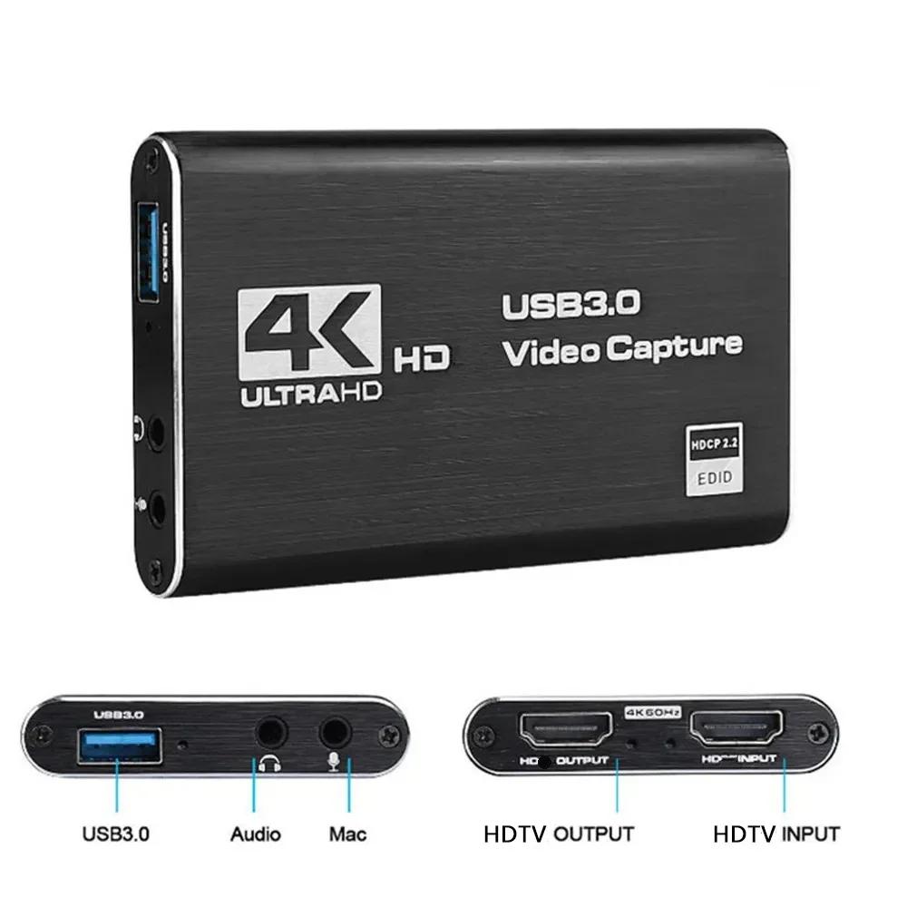 4K HDMI-Compatible USB 3.0 Video Capture Card 1080P 60FPS 60Hz Video Recorder Grabber for Game Recording Live Streaming