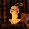 Hanging Skeleton Decor with Lanyard Halloween Decoration LED Light, Spooky Lighted Plastic Skull Party Table Centerpiece Ornament Rope for Haunted