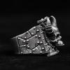 Retro Devil Skull Double Horn Ring Men's Punk Style Trendy Bracelet