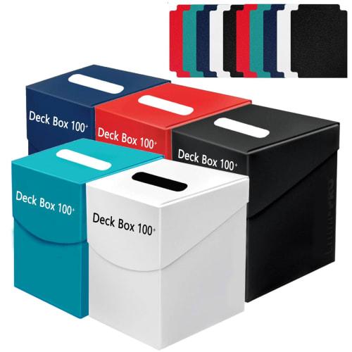 Yoimize 5-Color Deck Set with 10 Dividers, Hard Plastic Trading Card Case, Vertical Storage, Holds 100+ Cards, Size: 73*78*97mm, Compatible with Yu-Gi