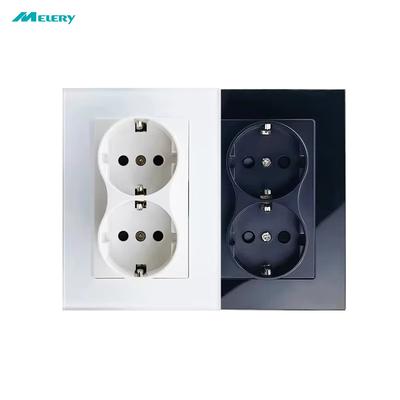Wand Doppel Socets Aufrecht Kristall Glas Panel EU Deutschland AC Power Punkte Stecker Outlets 110-250V Niederlande Europa Hause büro