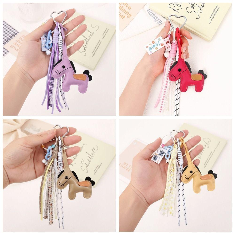 Leather Horse Keychain Korean Style Chinese New Year Gift Zodiac Pony Bag Pendant  Birthday Gift