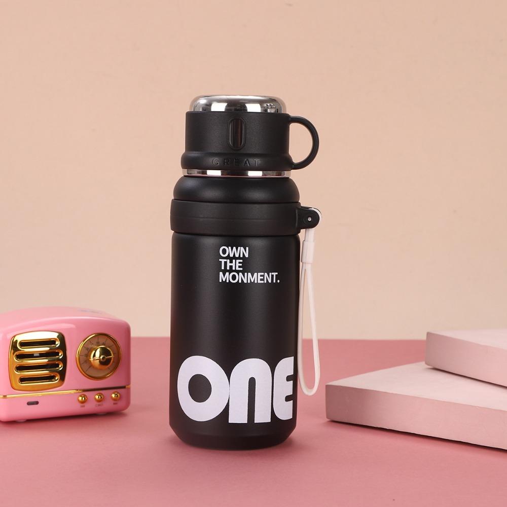 

Leakproof Thermos Bottle Splash Proof Stainless Steel Thermos Outdoor Adventures чорний