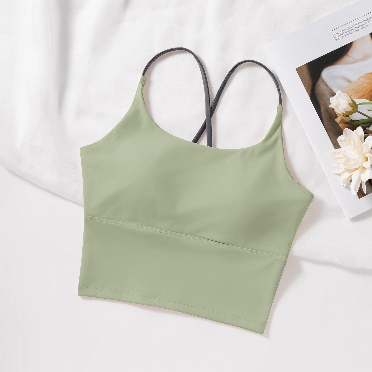 

Women s Quick-Dry Yoga Sports Bra with Chest Pads and Strappy Back Medium