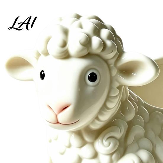 Childlike Gift for Plant Lovers Curly Sheep Planter Pot Resin Cute Lamb Flower Decorative Small Green Vessel Animal Pot Succulents Cacti Indoor