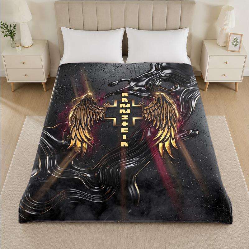 Rammstein Print Flannel Blanket Cozy Lightweight Plush Throw Blanket For Bed Sofa Household Use