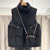 New Cotton Short Autumn and Winter Fashion Loose Down Cotton Clothes Stand-up Collar Vest Outer Wear Vest