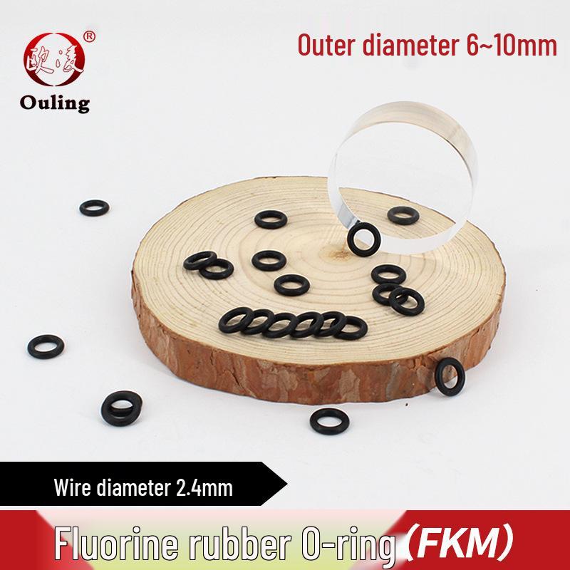 Black Fluororubber O-ring, Oil & Pressure Resistant, Wear-Resistant, Outer Diameter 6-10mm, Wire Diameter 2.4mm. OD 7mm x 2.4mm (10 pcs) Black Fluororubber O-ring