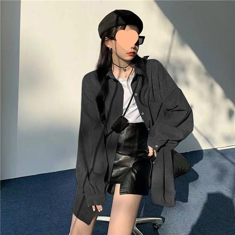 

2024 Women s Designer Blue Long-Sleeve Mid-Length Shirt - Versatile for Spring and Autumn XL