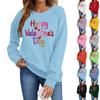 Valentinsdagströjor för kvinnor Kärlekshjärta Grafisk Pullover Rundhalsad Långärmad Topp Valentinsdagströja