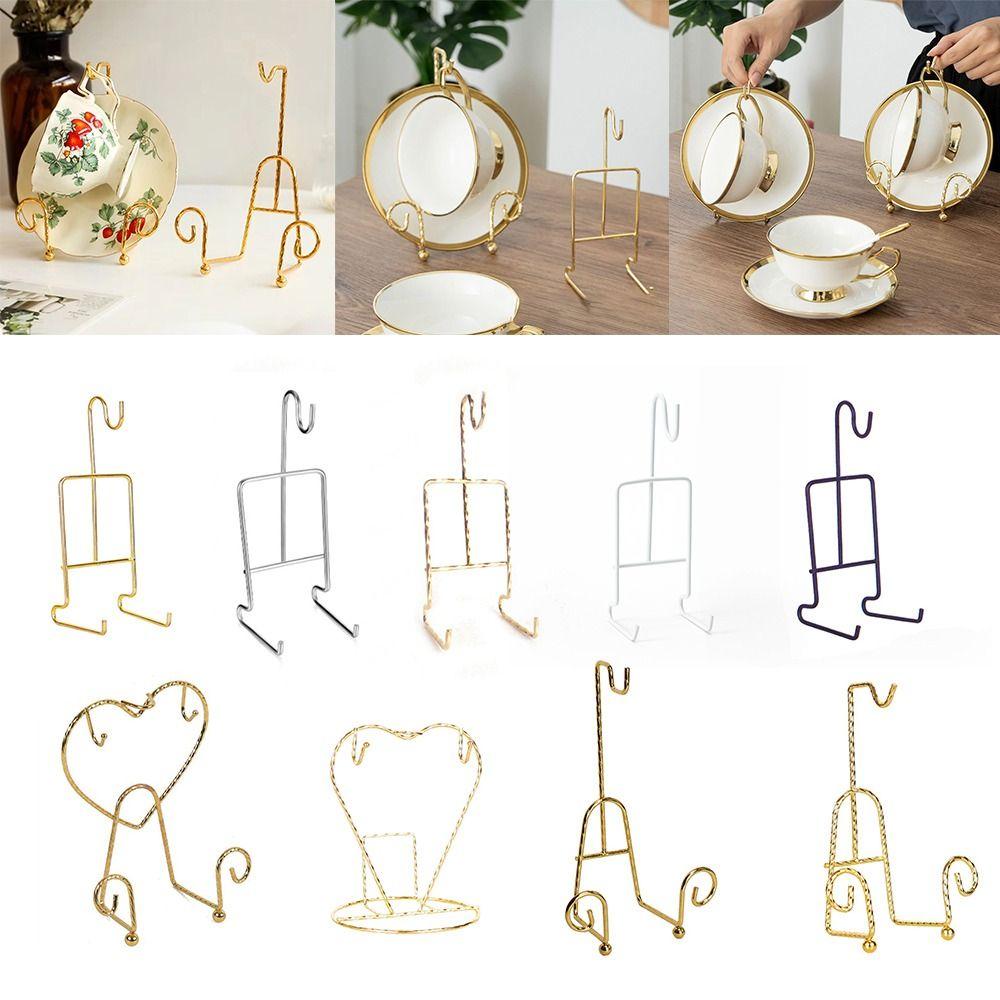 Decorative Cup and Saucer Display Stand Metal Saucer Holder Kitchen Cup Organizer  Home Kitchen