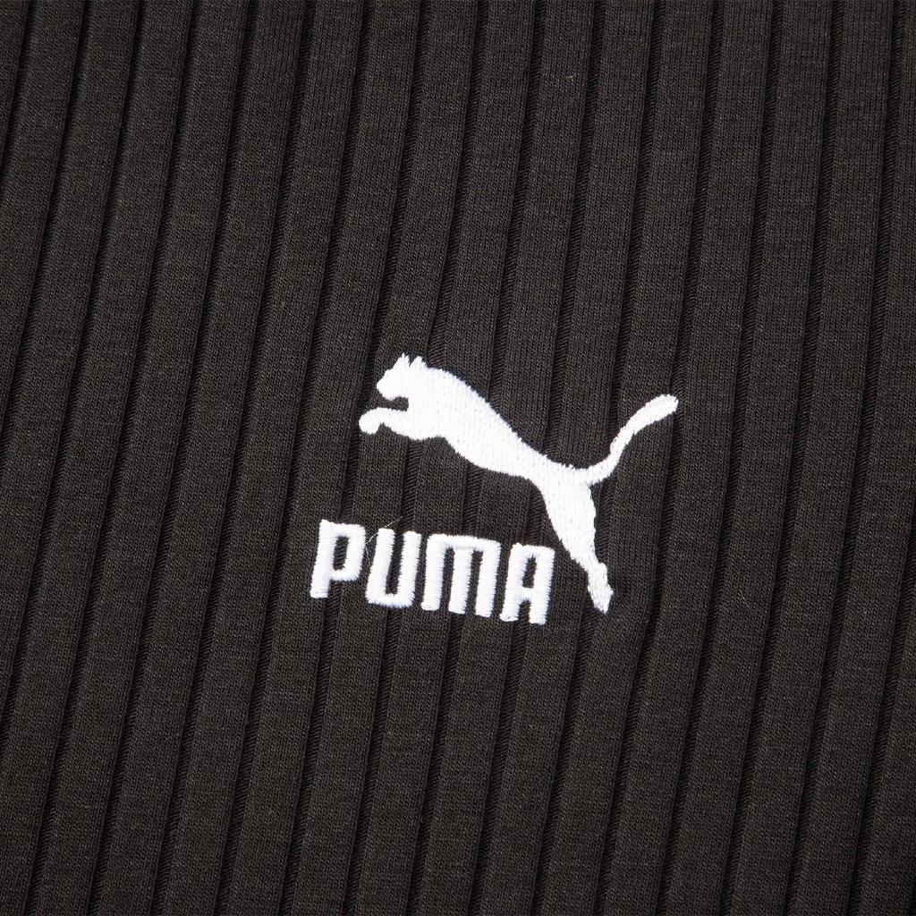 Puma Casual Ribbed Slim Fit Short Sleeve T-Shirt Women Tops Black 631011-01