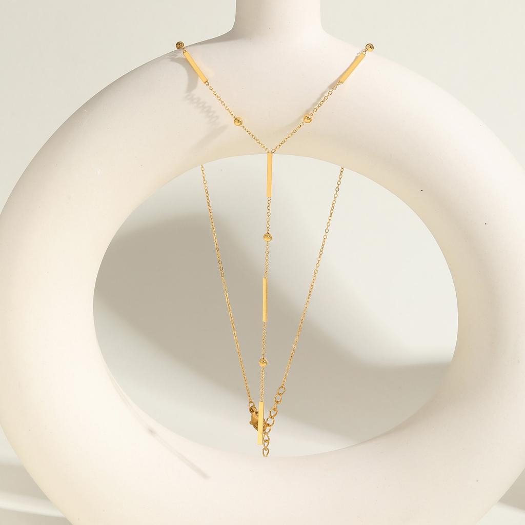 Beaded Long Chain Y Shape Necklace For Women, Minimalist Drop Bar Pendant Choker Necklaces, Clavicle Chain Jewelry