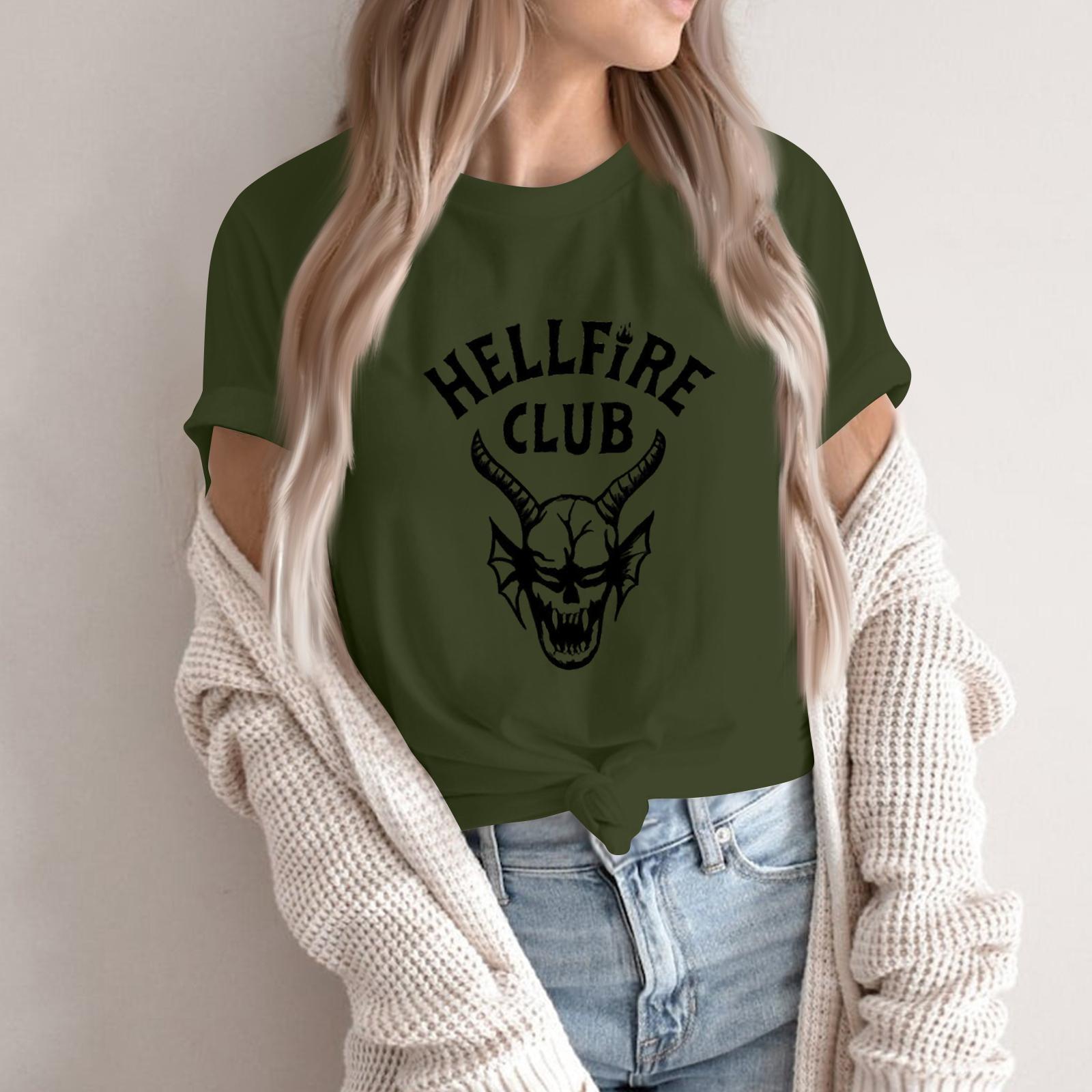 

Women s Fashionable Casual Short Sleeved Printed T-Shirt Round Neck Top L