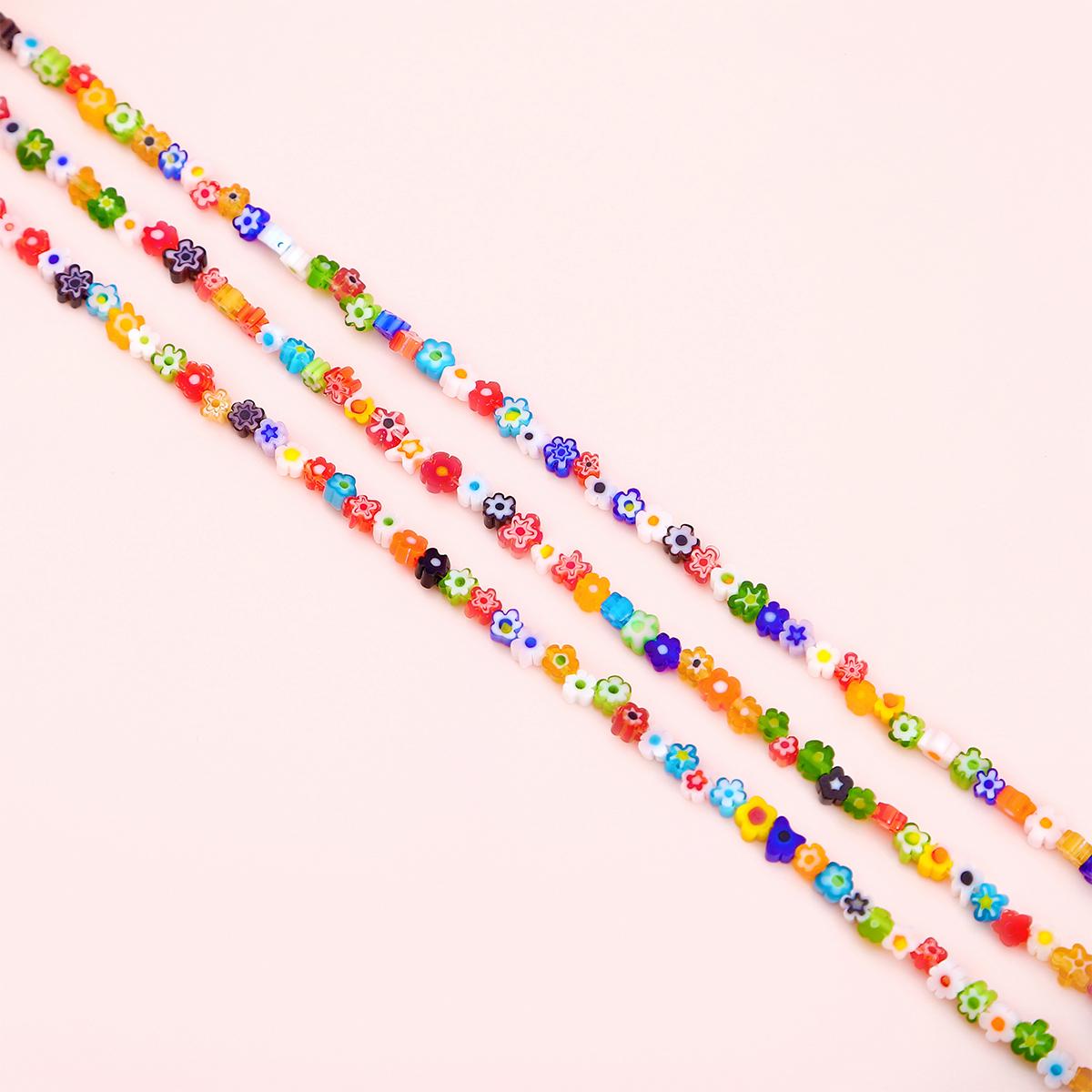 

45шт лэмпворк бусины разноцветные стеклянные бусины с цветочным узором для изготовления ювелирных изделий разноцветный