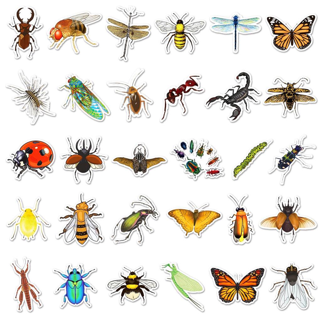 110 Insect & Animal Cartoon Stickers - Waterproof Decals for Journals, Water Bottles, and Phone Cases
