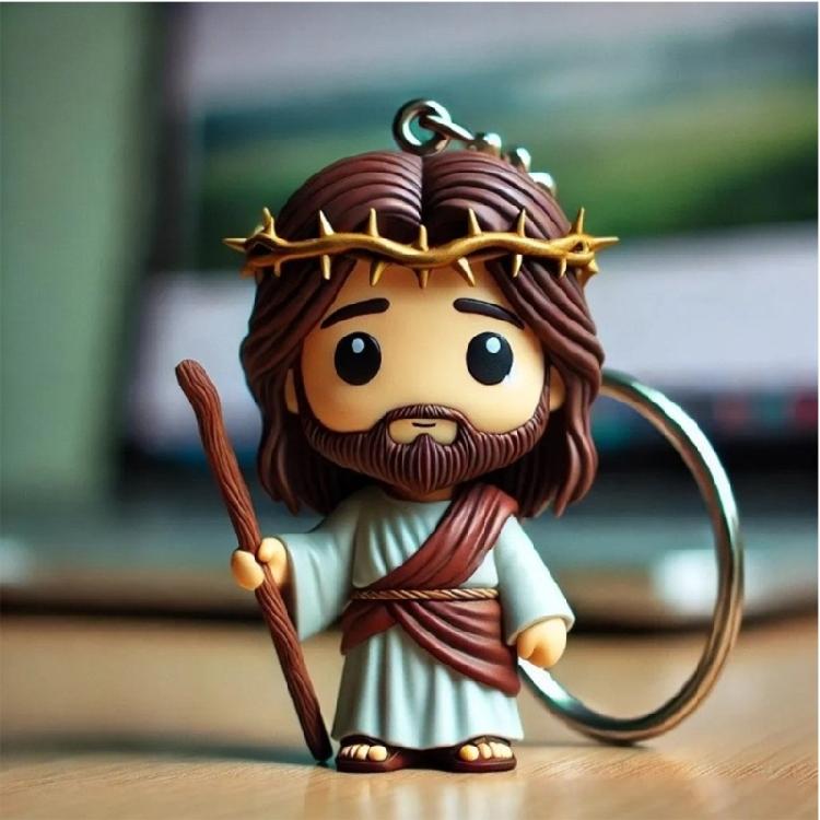 Long Lasting Resin Keychain with  Savior   Figure Maintains clearness & Strength Perfect For Prayer & Personal Use