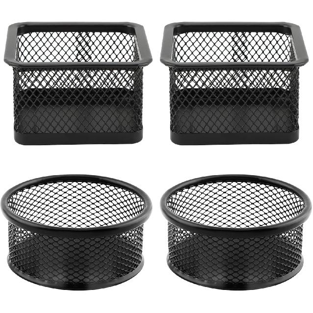 4pcs Paper Clip Holder Mesh Paperclip Holders for Desk Paper Clip Dispenser PaperClip Organizer Office(SIZE:Square/Round)