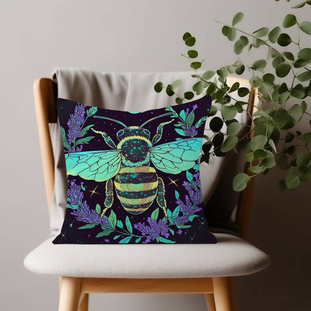 Mystical Vintage Bee Pattern Cushion Cover Pillowcase Upholstery Pillows for Sofa Throw Pillow Home Decor Pillowcas
