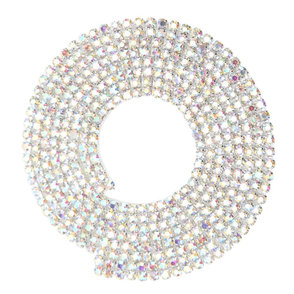 2 Rows Close Rhinestone Chain 6CM Wide 90cm Length Close Rhinestone Chain Sparkling AB Rhinestone Chain Home Decor