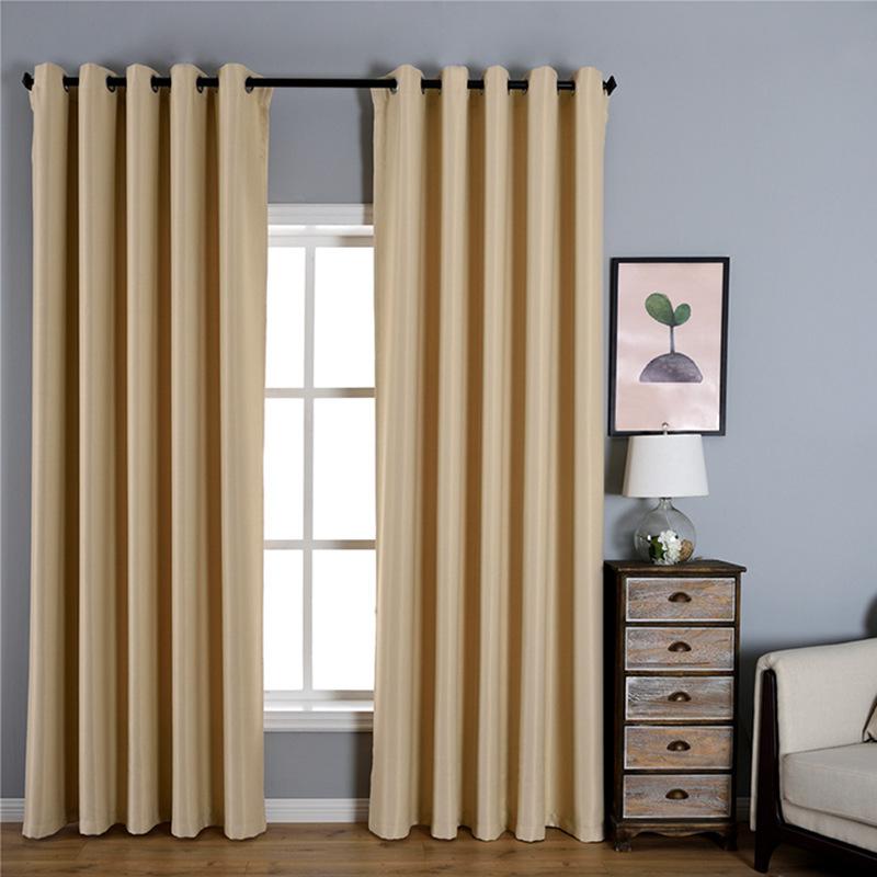 High-Precision Texture Blackout Curtain Cloth Keqiao Curtain Living Room Bedroom Plain Curtain Finished Product