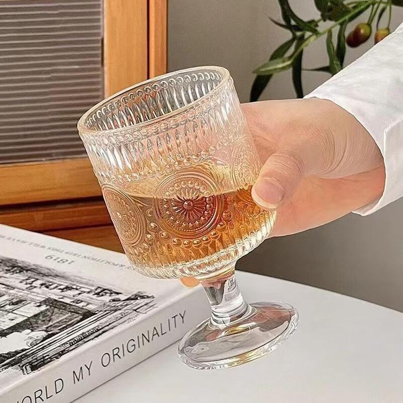 Shangqi Vertical Stripe Sunflower Glass Goblet