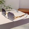Vintage Rimless Polygon Shades Luxury Brand Gradient Women's Sunglasses Fashion Leopard Decor Travelling Sun Glasses