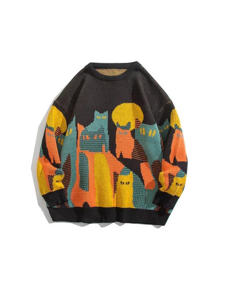 2025 Trendy Men's Jacquard Knit Sweater - Autumn/Winter Round Neck, Casual & Versatile for Couples.