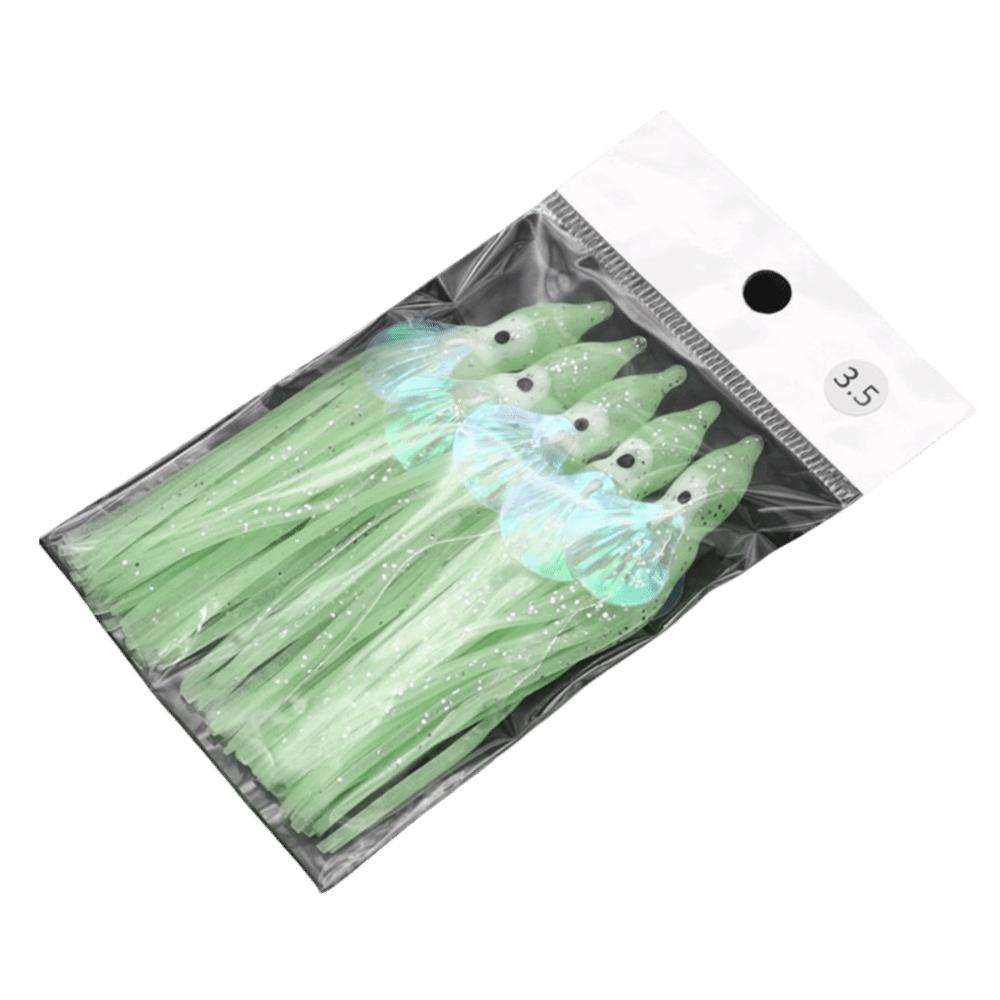 5pcs Glow-in-the-Dark Soft Rubber Octopus Skirts Soft Rubber Trolling Bait  Night Fishing