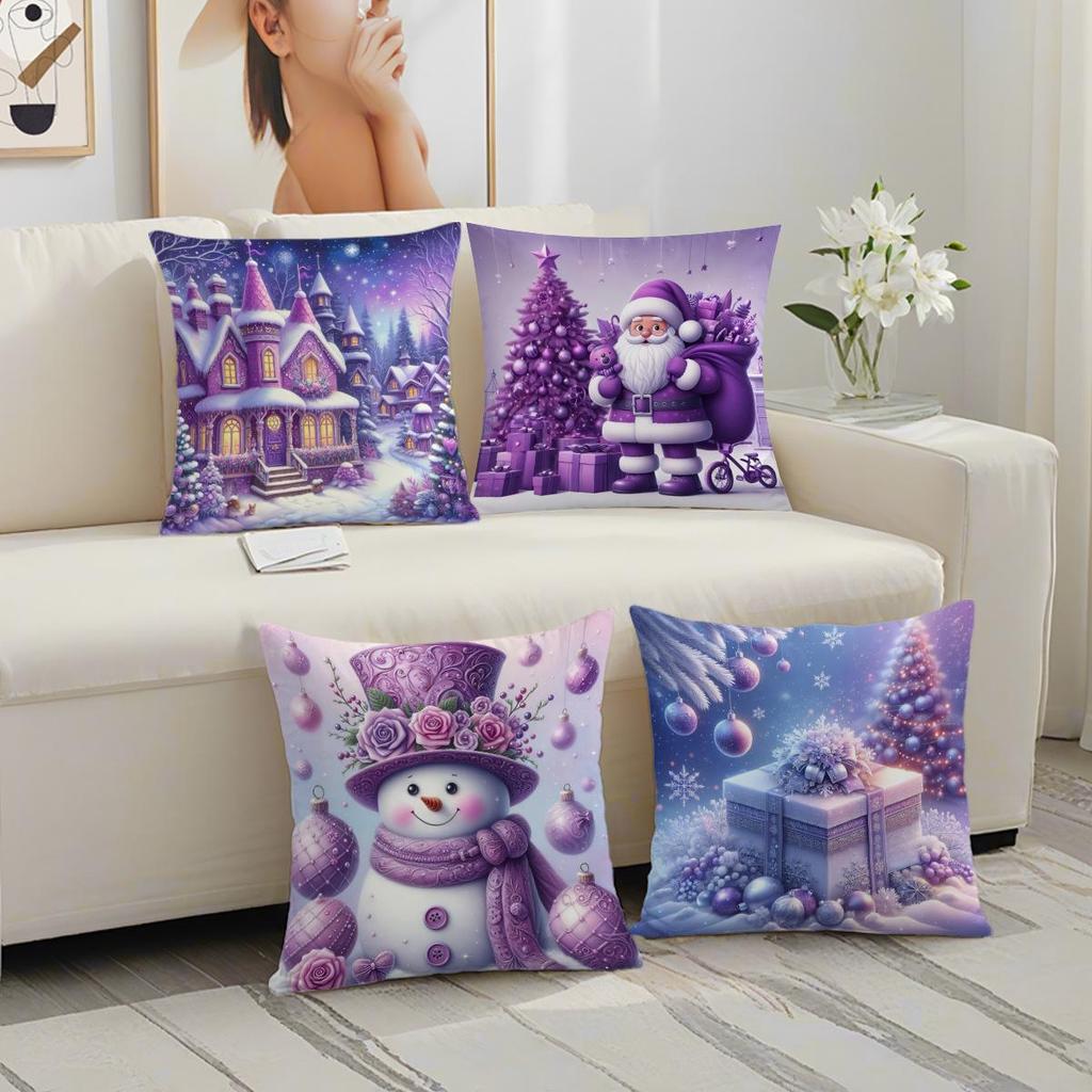 Świąteczna poszewka na poduszkę z poliestru z nadrukiem - Świąteczna dekoracja poduszki do salonu i sypialni