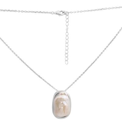 Collier en argent avec perles baroques naturelles, poids de l'article 14,26 g (2185314)