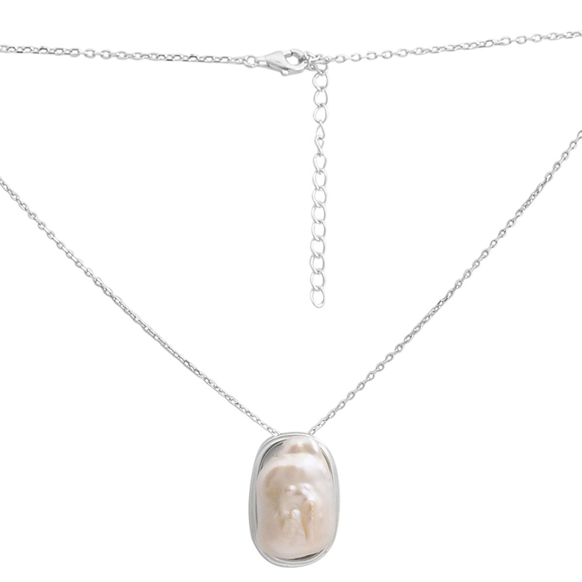 

Silver necklace with natural baroque pearls, item weight 14.26 g (2185314) 50-55cm білий