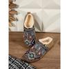 Plus-size Warm Cotton Shoes 2025 Winter New Fleece Color-blocking Ethnic Style Home Women's Shoes