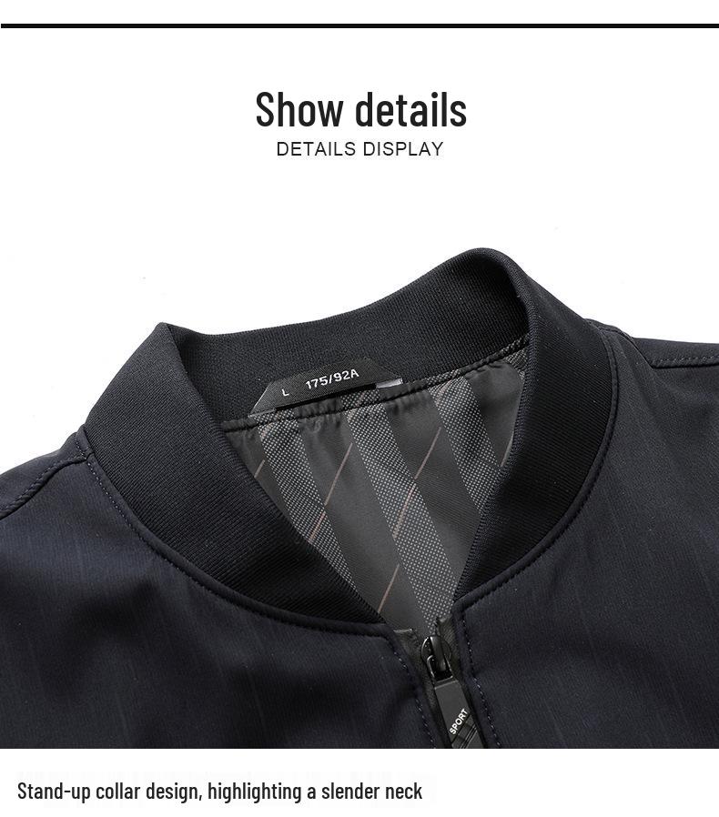 Autumn Business Casual Jacket for Short Dads - Trendy Men's Solid Color Stand Collar Outerwear